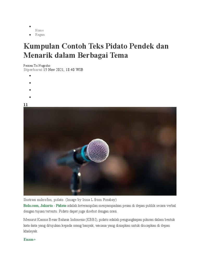 6 Contoh Pidato Singkat Berbagai Tema dan Cara Membuatnya! - aikerja.com