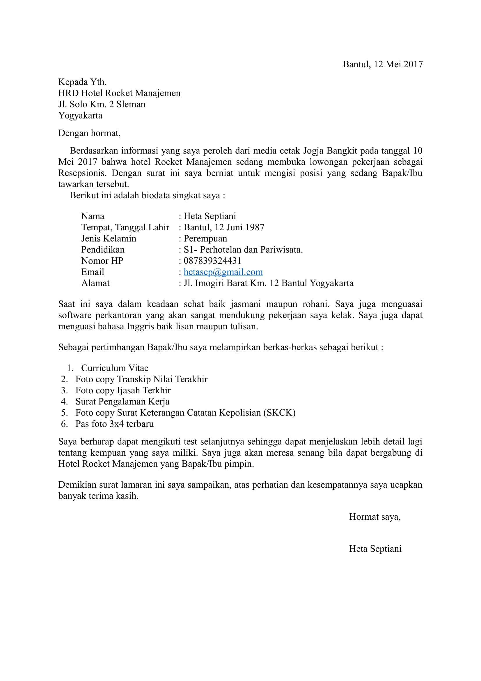 43 Contoh Surat Lamaran Kerja Terbaru & Menarik, Baik dan benar
