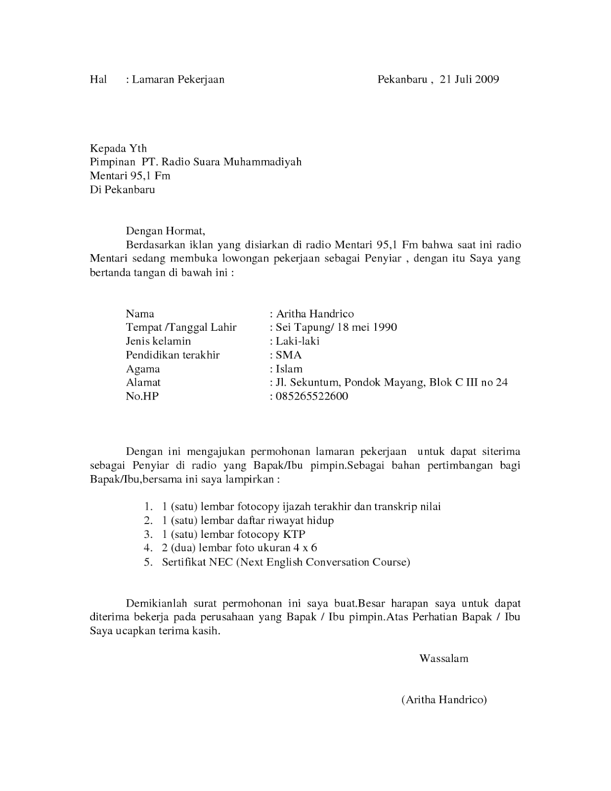 43 Contoh Surat Lamaran Kerja Terbaru & Menarik, Baik dan benar