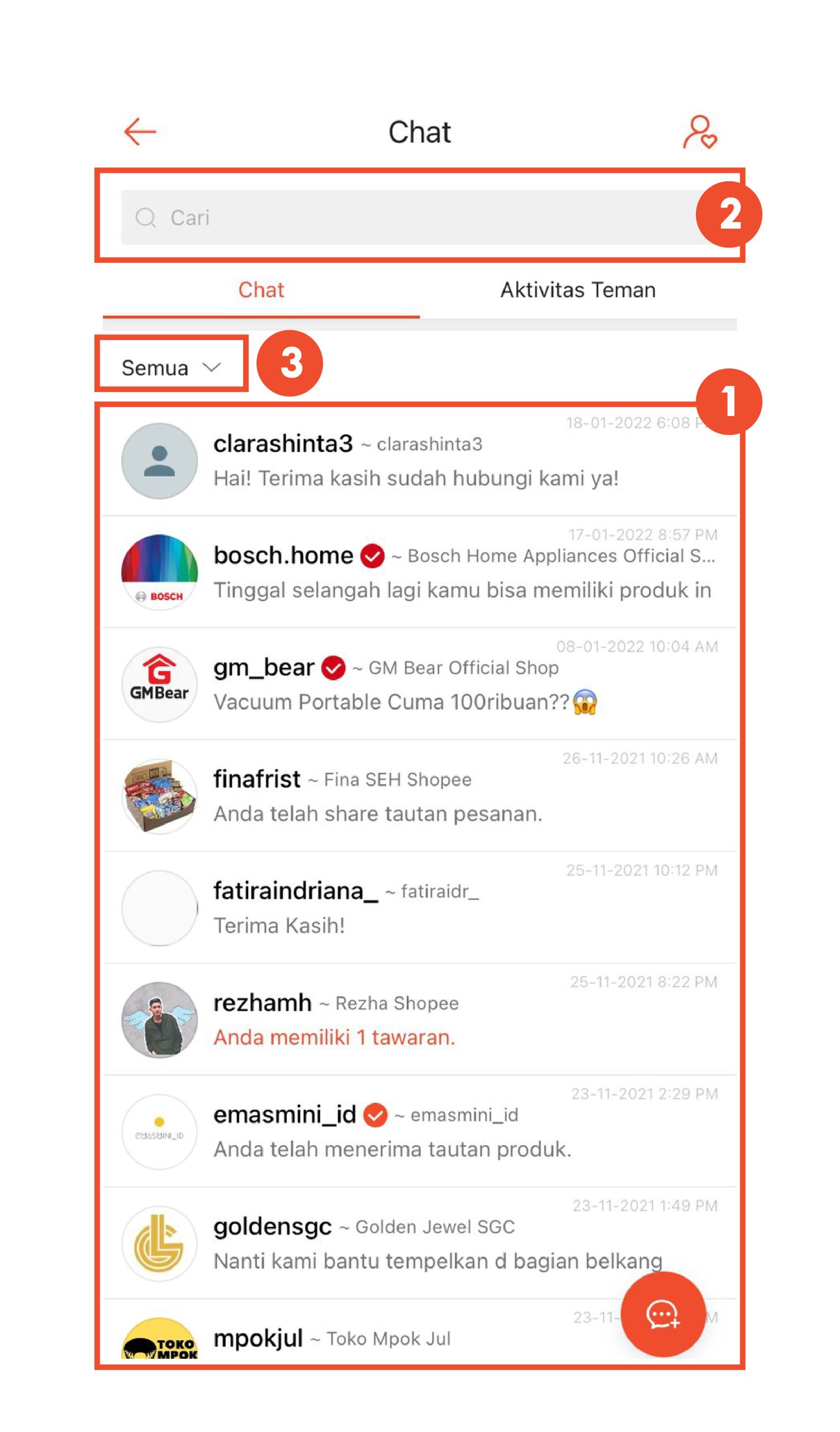 Fitur Chat Shopee