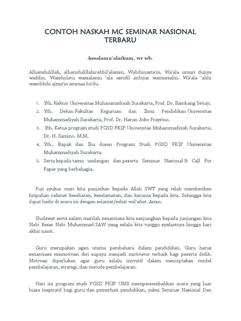 48 Contoh Naskah Mc Acara Formal Seminar