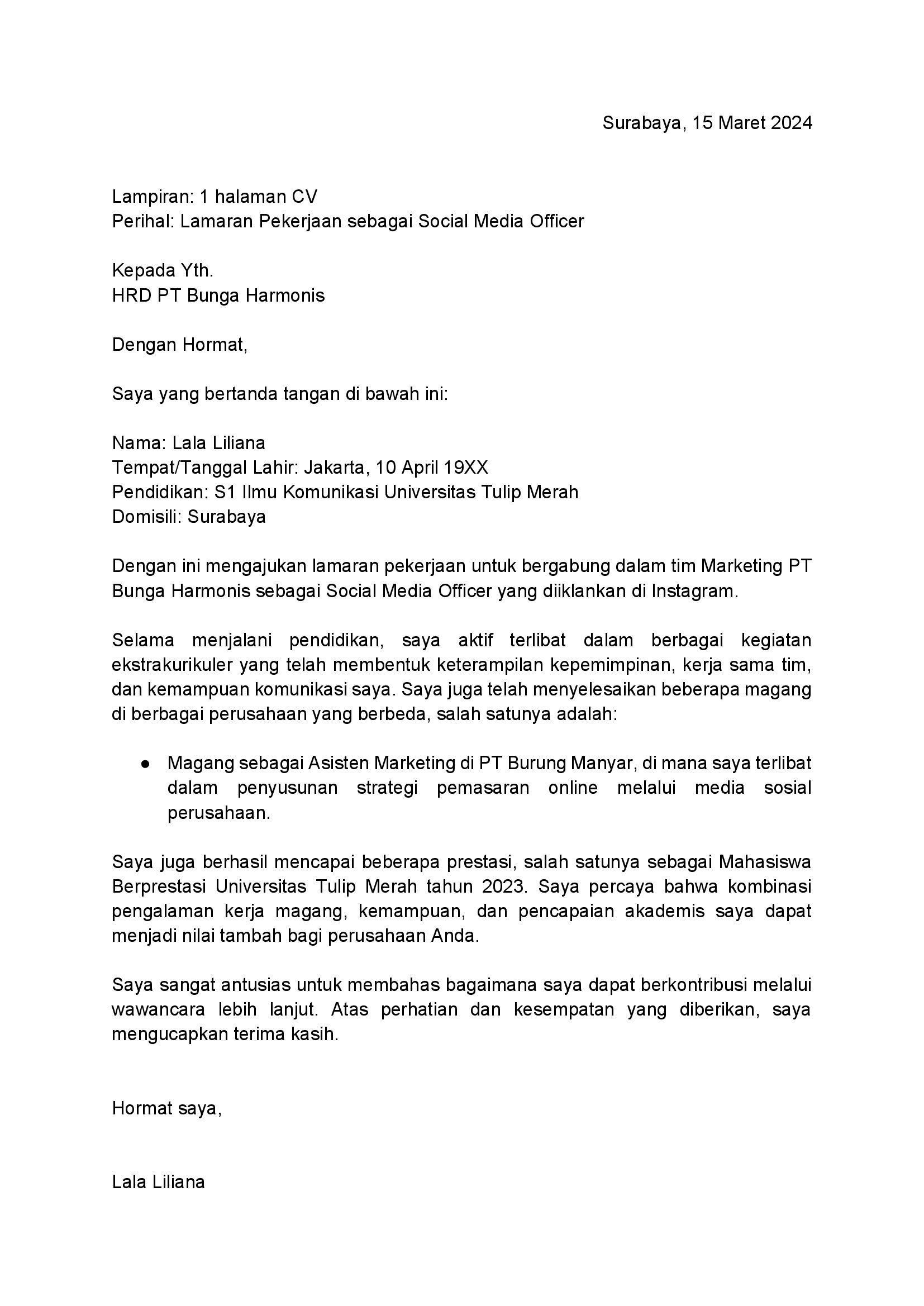 Contoh Surat Lamaran Kerja Word: Format & Cara Membuatnya - JobStreet ...