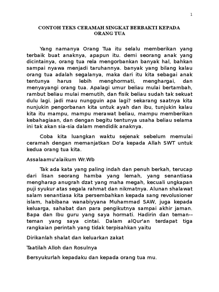 Teks Ceramah Contoh