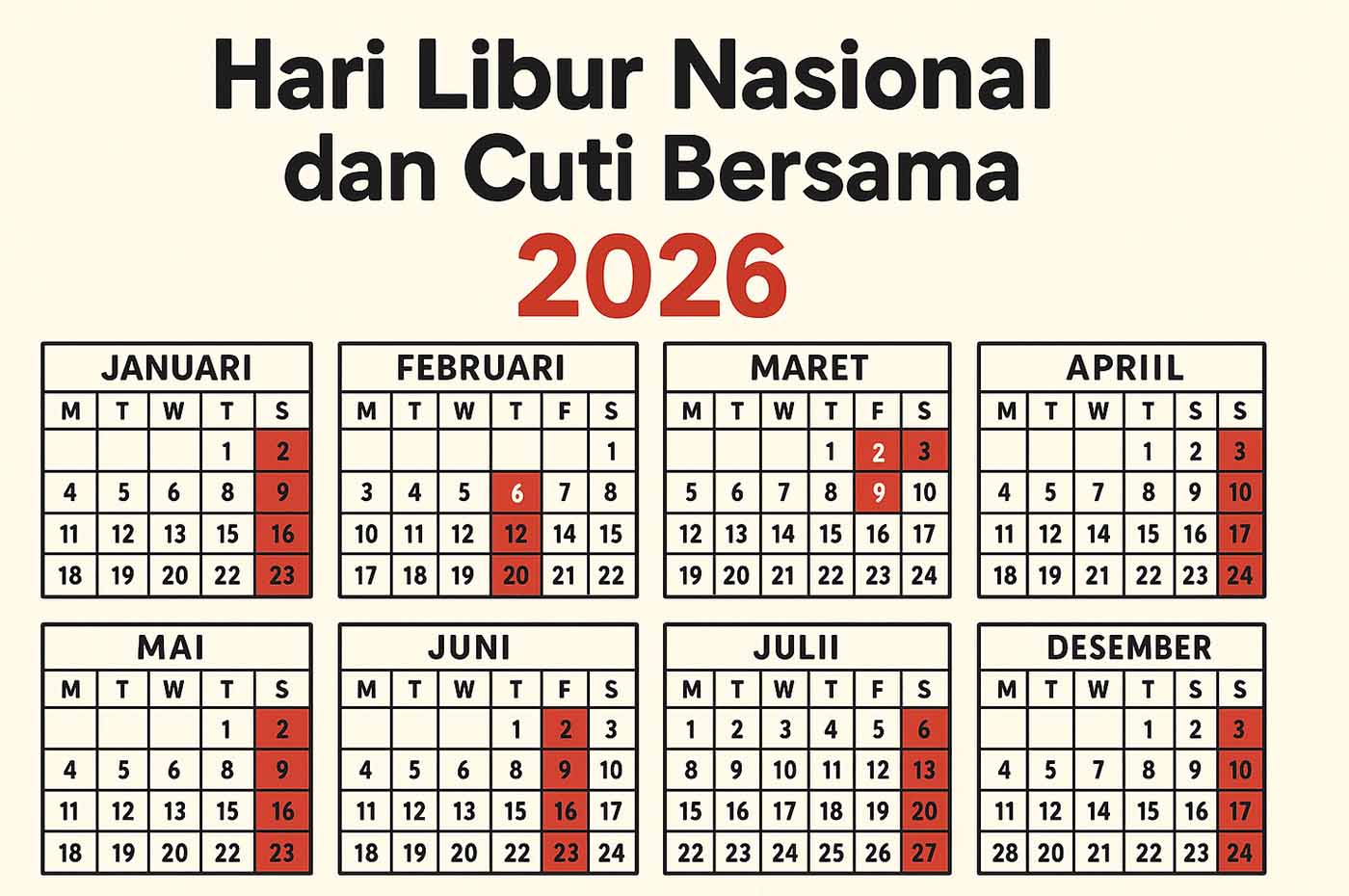 Jadwal Hari Libur Nasional dan Cuti Bersama Tahun 2026 – Berita dan ...