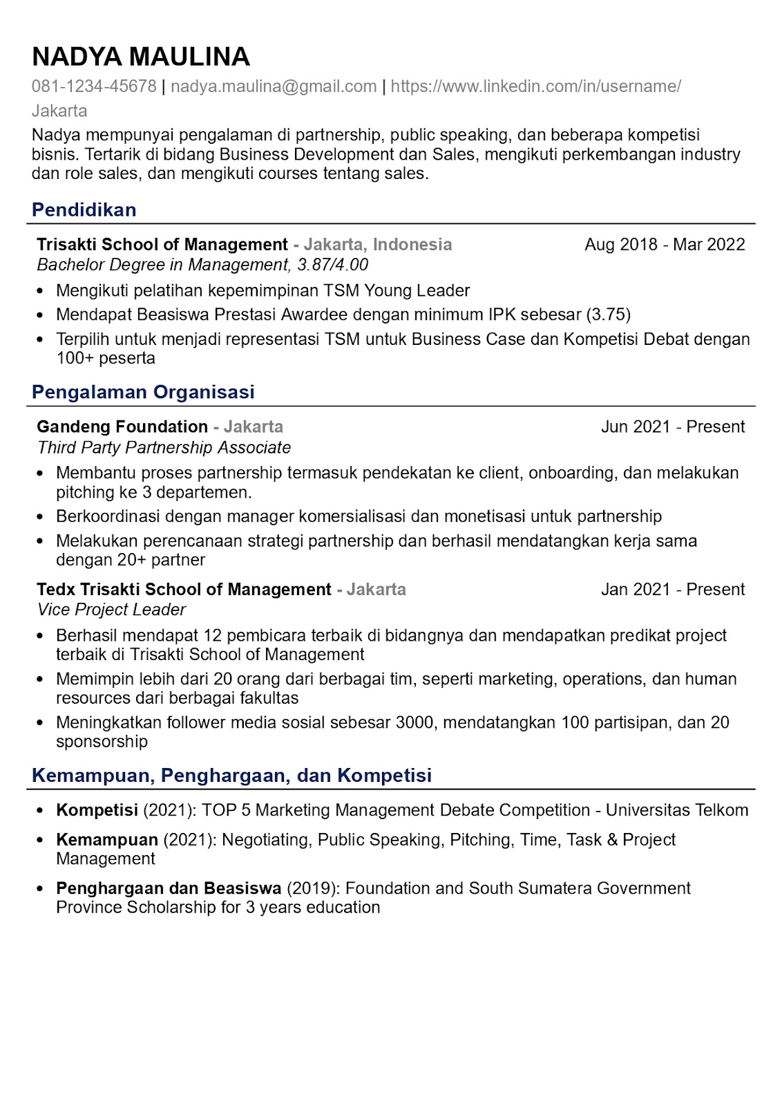 Contoh CV ATS Friendly Bahasa Indonesia dan Inggris Untuk Melamar Kerja