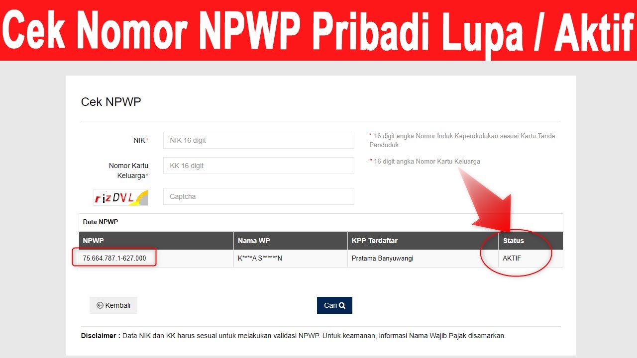 Cara Cek Nomor NPWP Pribadi Online - YouTube